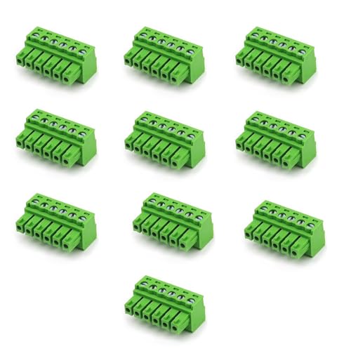 10 PCS 6 Pin 3.81mm Pitch Screw Terminal Block Connector for 28-16AWG, Pluggable Quick Male Plug Connector-6 Pole - size: 6 Pin Male Plug