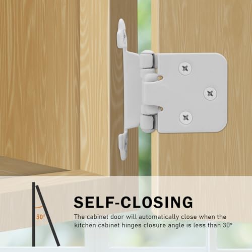 30 Pack (15 Pairs) 1/2" Overlay Cabinet Hinges White - color: White, size: 30 Pack (15 Pairs)