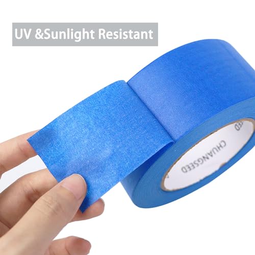 CHUANGSEED 3-Pack Blue Painters Tape 1.88 Inches x 60 Yards Blue Masking Tape Bulk - Sharp Edge Line Technology, Produces Sharp Lines Residue-Free and Artisan Grade Wall Trim Tape - color: Blue