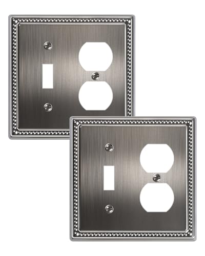 2-Pack Combo Toggle/Duplex Light Switch Cover Plate, Heirloom Silver - color: Heirloom Silver, size: Toggle/Duplex 2PK