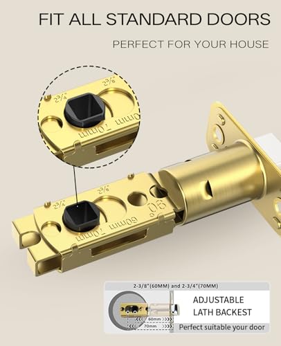 Asidrama 6 Pack Brushed Gold Privacy Interior Door Handles - color: Gold