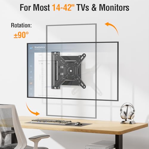 ELIVED Long Arm TV Mount for 14-42" TVs Monitors, Max VESA 200x200 - size: 5 Arms: 21.7"