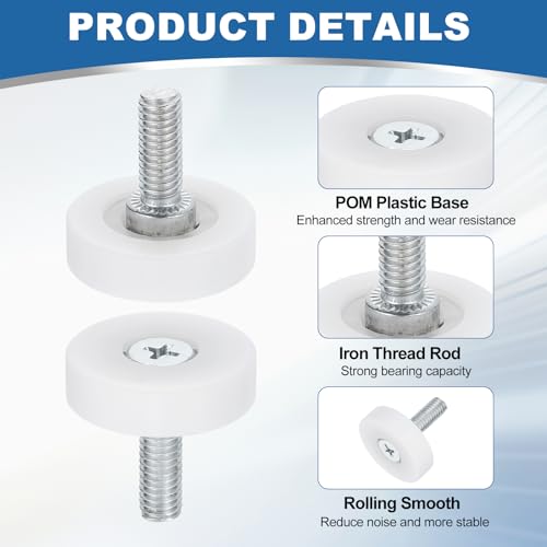 uxcell 6Pcs 25mm Drawer Rollers,M6x0.59 Thread Plastic Positioning Pulley | Flat Surface Small Drawer Pulley Bearing Replacement Wheel for Furniture Parts Cabinet Cupboard Slides - size: 25mm M6 x 0.59"