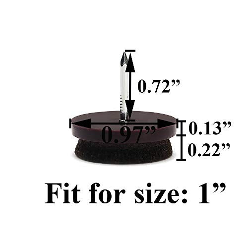 Furniture Felt Pads Nail-on Heavy Duty Felt Pad Chair Sliders Round Chair Leg Floor Protectors 1" Furniture Leg Protector 24 Pack - size: 1" (Round, Brown)