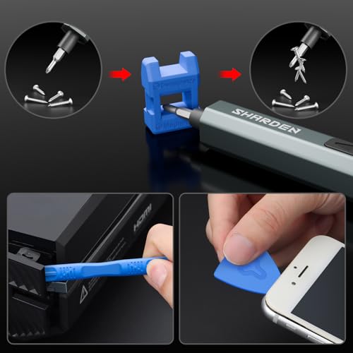 SHARDEN 29 IN 1 Upgraded Mini Electric Screwdriver With 5 Torque(Blue) - color: Upgraded-blue