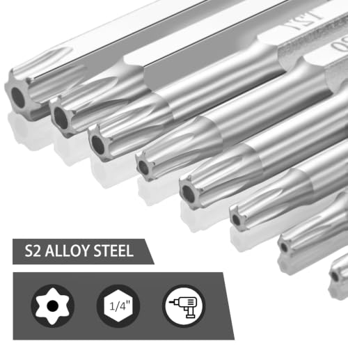 NAUIX 10Pcs Security Torx Bit Set (T6-T40), 2" Long - style: T6-T40