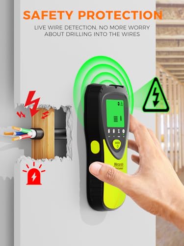 Mecurate 5-in-1 Stud Finder Wall Scanner for Studs, Metal & Live AC Wires - color: Green