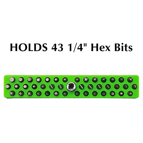 EMENTOL 1/4" Magnetic Bits Holder - Green, 43PCS Hole, Bit Organizer with Strong Magnetic, Magnetic Bits Organizer - color: Green, size: Hex Bit Holder