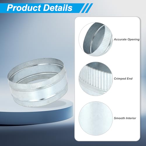 PATIKIL 10 Inch Duct Connector Coupling, Galvanized Steel Straight Dryer Vent Coupler Flexible Ducting Collar Connector Round Crimped Ventilation Duct Extension for HVAC System Pipe - size: 10 Inch