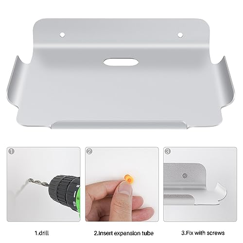 8"x 6.4" Floating Shelves, Metal Wall Shelf for Wall Storage, for Smart Home, Speakers, Internet Router, Security Camera - for Bedroom, Bathroom, and Living Room (Silver) - color: Silver
