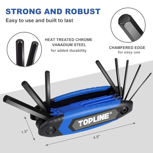 Topline 25-piece Folding Hex Key Set, Metric, SAE, Torx