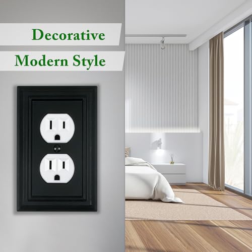 Matte Black Decorative Outlet Covers Wall Plates, Bamboo Fiber Light Switch Covers, Natural Material Electric Receptacle Switch Plate Outlet Cover of various styles (1 Gang Duplex 4 Pack) - size: 1 Gang Duplex 4 Pack