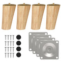 Wood Furniture Legs, 4 inch Solid Wood Sofa Legs Pack of 4 Round Couch Legs Replacement Legs for Sofa Dresser Coffee Table Cabinet Bed Home DIY (4"/10cm Slant) - size: 4"x2.3"