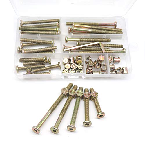 Dream on me, Delta, Graco, Fisher Crib Screws and Bolts Kit - 25-Piece M6-1.0x40mm/50mm/60mm/70mm/80mm Furniture Barrel Bolts Assortment for Bunk Beds and Cribs