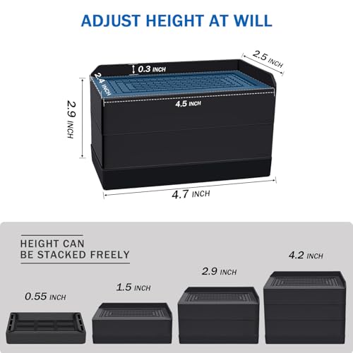 ANNKUT Rectangle Bed Risers, 3 Inch Heavy Duty Adjustable Furniture Risers for Bed Sofa Table and Couch Lift，Support Up to 1,300 Lbs (4 Pack-Black) - color: 3 Inch-black(rectangle)