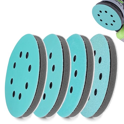 WORKPRO 5 Inch Orbital Sander Pads 4 Foam 8 Discs 80-320 Grit | 12-piece kit: 4 foam pads + 8 discs, 8-hole hook-loop. Grits 80/120/240/320. For sanding, contours, finishing. - style: 4 Pads + 8 Sandpapers