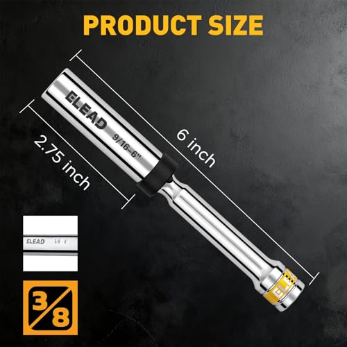 9/16" Swivel Magnetic Spark Plug Socket, 3/8" Drive x 6" Total Length, Thin Wall Spark Plug Removal Tool, 360 Degree Swivel, Enhanced Magnetic, 6-Point Design, Cr-V Steel - size: 9/16" x 6" Spark Plug Socket