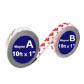 2 Pack, A+B Paired Magnetic Tape 10ftx1in, AB Pairing Magnet Strips with Adhesive Backing, Match to Use for DIY Closure Craftings - style: 1" x 10ft, 2 Rolls