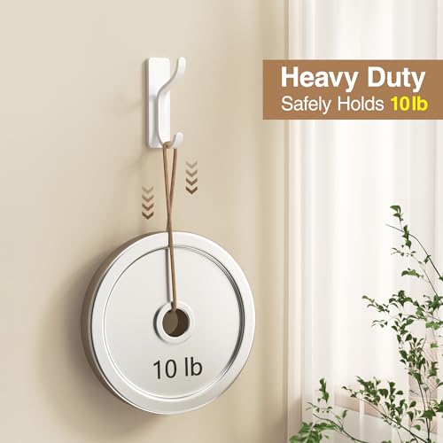 Adhesive Wall Hooks for Towel/Coat,13Lb Strong Stick-On Hooks, White 4 Pack - color: White, size: 4 Pack