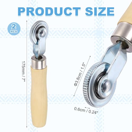HARFINGTON 2 PCS Car Seam Roller 0.24 Inch Len Car Audio Sound Deadening Roller Sound Deadener Wheel Roller with Wooden Handle for Auto Noise Heat Insulation Mat Wallpaper Application - color: Yellow, size: 0.24 Inch
