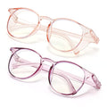 2 Pairs Anti Fog Safety Goggles Protective Glasses Blue Light Blocking Eyeglasses for Men Women - color: Round Pink+purple