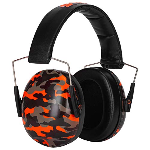 Snug Kids Earmuffs – Noise Reduction for Toddlers & Children – Adjustable, Lightweight, Foldable, Soft & Comfortable - color: Orange Camo