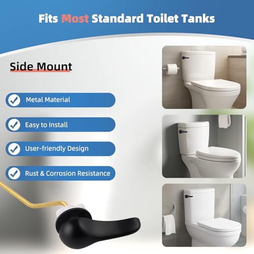 iFealClear Universal Metal Toilet Tank Flush Lever Replacement, Side Mount Toilet Handle Replacement Kit, Solid Brass Toilet Trip Lever Fits Most Toilets, Stainless Steel Chain, Matte Black - color: Matte Black, style: Side Mount Design