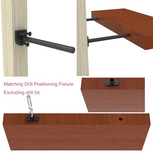 10 Inch Heavy Duty Floating Shelf Brackets 6 Pack, 1/4" Thick Solid Steel Hidden Blind Support, Fits Wood Studs, Holds 200 lbs, Invisible Hardware DIY Kit for Custom Shelving, Black - size: 10 Inch, style: Black 6 Pack