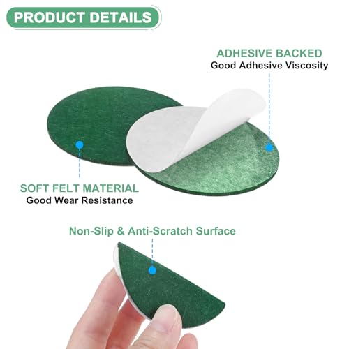 M METERXITY 30-Pack Lamp Base Felt, 2.5 Inch Dia. 2mm Thick Self Adhesive Round Fabric Felt Pads for Lamp/Furniture/DIY, Non-Slip Fiber Backed Patch Circles with Adhesive Backing [Green] - color: Green, size: 2.5" Dia
