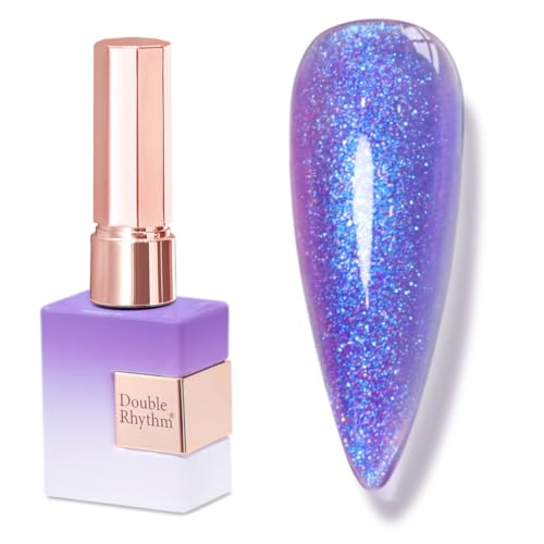 Double Rhythm 15ML Snow Glitter Gel Polish Shimmer Reflective Holographic Color for Nail Art Salon DIY at Home (B1237) - color: Celestial Violet