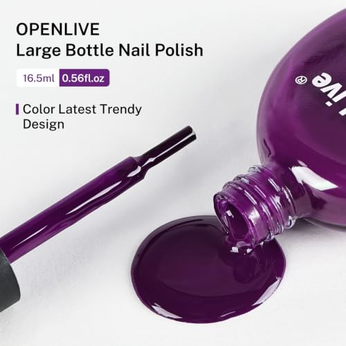 OpenLive 16.5ml Purple Nail Polish Large Volume Quick Drying Nail Polish, Fast Drying and Long Lasting Color Nail Art DIY Home Manicure Gift for Women - color: Purple