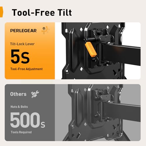 Perlegear Long Arm TV Wall Mount for 26–70 inch TVs up to 100 lbs - size: Fits 26-70'' TVs / Max 400x400mm