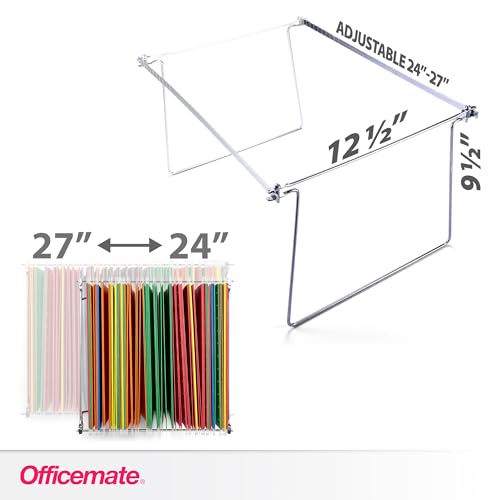 Officemate Hanging File Frame, Letter Size (Fits 24″–27″), Adjustable Heavy-Duty Steel File Drawer Organizer for Desks, Cabinets & Shelves, Set of 6 (98620) - size: 6-Pack