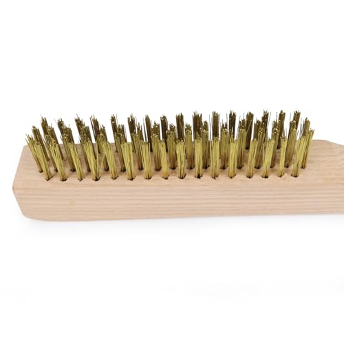 MAXMAN Brass Brush 2Pcs, 10" Heavy Duty Brass Wire Brush, Rust/Weld Remover - style: 2Pcs Brass Brushes