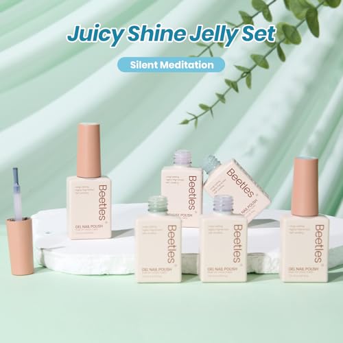 Beetles Jelly Gel Nail Polish Set, Silent Meditation 6 Colors Neutral Gel - color: B - Sheer | Silent Meditation