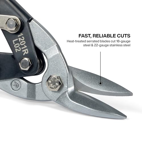 Klein Tools 1201R Metal Shears, Aviation Snips, Right Curvature - style: Right-Cutting