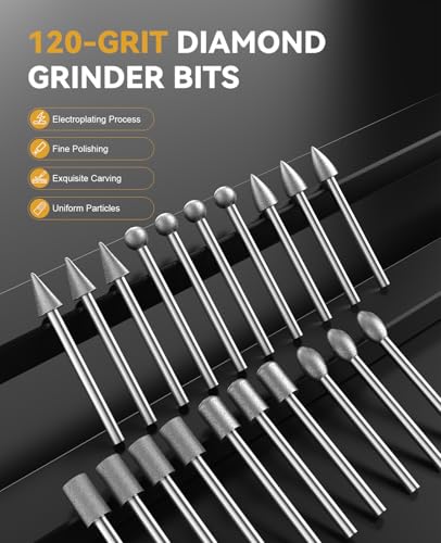 32Pcs Diamond Cutting Wheels and Grinding Bits Set for Dremel - 10Pcs Cutting Discs(22mm), 2Pcs 3mm Mandrel, 20Pcs Drill Bits W/ 1/8" Shank for Rotary Tool - size: 32 Pcs