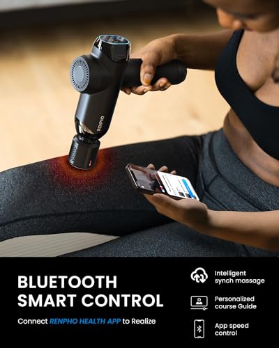 RENPHO Power+ Thermacool Massage Gun with Heat and Cold Head - color: Smoky-black
