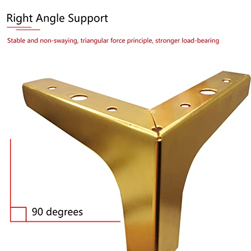 4 Inch Furniture Legs, Set of 4 Metal Furniture Legs Modern Triangle Feet Luxury Gold for Sofa Cabinet Cupboard Couch Chair Ottoman - color: Gold, size: 4 Inch