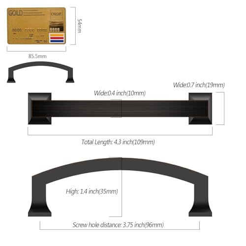 Amerdeco 10 Pack Oil Rubbed Bronze 3.75 Inch(96mm) Hole Centers Kitchen Cabinet Pulls Cabinet Hardware Kitchen Handles for Cabinets Cupboard Handles Drawer Pulls ZH0009 - color: Oil Rubbed Bronze, size: 3.75" hole center