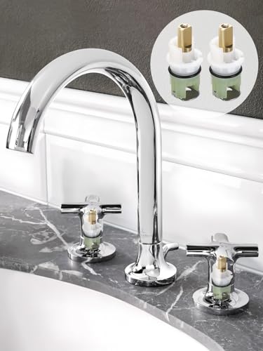 RP25513 Faucet Repair Kit – Compatible with Delta 3-Hole, 2-Handle Series, Includes RP24096 Cartridge, RP4993 Seat & Spring, RP24097 1/4 Turn Stop (2-Pack)