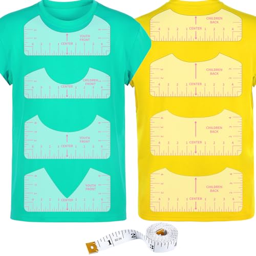 9pcs Tshirt Ruler Guide for Vinyl Alignment, T Shirt Rulers to Center Designs, PVC Measurement Template, Sewing Supplies Accessories Tools for Cricut Heat Press & HTVRONT HTV Transfer Vinyl (Pink) - style: Tshirt Ruler-9-Pink