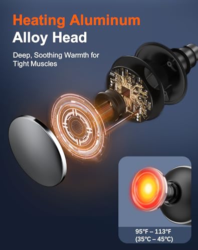 arboleaf Thermal Massage Gun Deep Tissue with Heat 6 Replacements | Handheld Muscle Percussion Massager with Full-Metal Head, For Athletes Pain Relief, Relax, Gifts for Men and Women - color: Black
