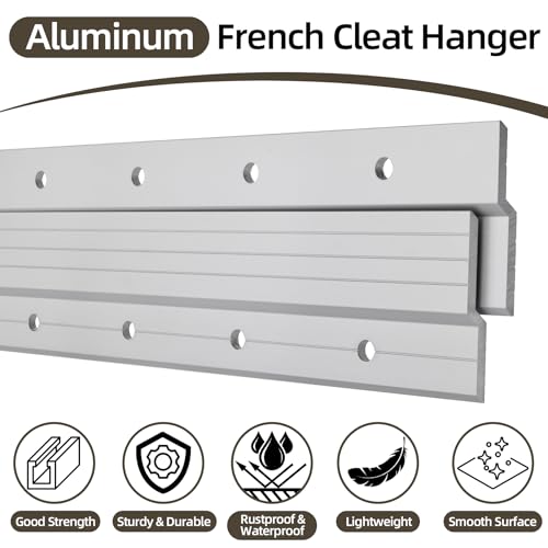 French Cleat Picture Hangers 41 Inch, Heavy Duty Z Clips Bracket, Up 250lbs - color: Silver, size: (1 Pair) 41-inch