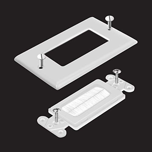 TOPGREENER 1-Gang Bristled Brush Pass-Through Wall Plate, 2-Pack - size: 1-Gang (4.50" x 2.75")