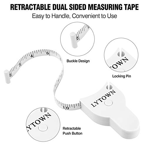 2PCS Body Tape Measure 60inch (150cm), Automatic Telescopic Tape Measure for Body Measurement & Weight Loss, Accurate for Tailor, Sewing, Fitness, Handcrafts, Clothes - color: white