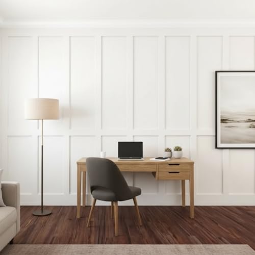 Weysat 1 Set Board and Batten Wall Panel Wainscoting Panel 118.11 X 96.06 Inch - size: 50.4"L x 8.7"W