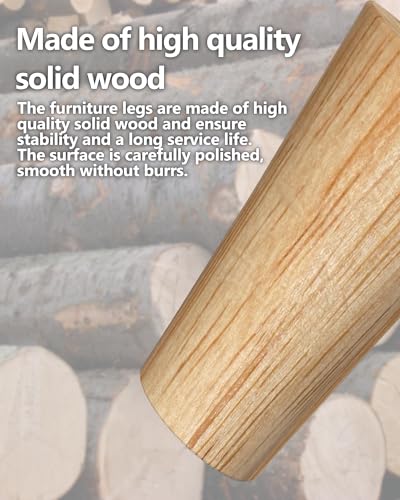 Wood Furniture Legs, 4 inch Solid Wood Sofa Legs Pack of 4 Round Couch Legs Replacement Legs for Sofa Dresser Coffee Table Cabinet Bed Home DIY (4"/10cm Slant) - size: 4"x2.3"