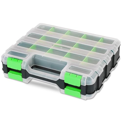 Small Parts Organizer Storage Case Tools Box 34-Compartments - color: Green
