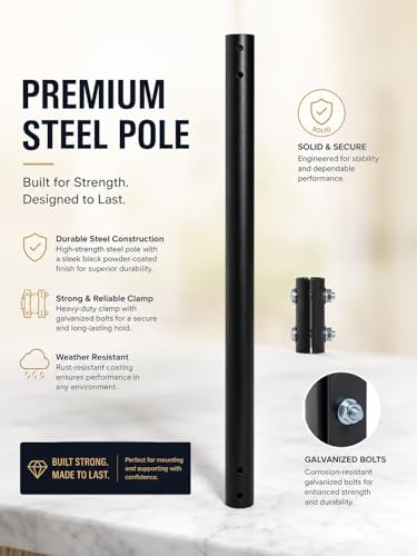Extension Pole for PIBIDI Diameter 1.25" J Pole Mount, 1.25"x16.5", Black - color: Extension 16 1/2"